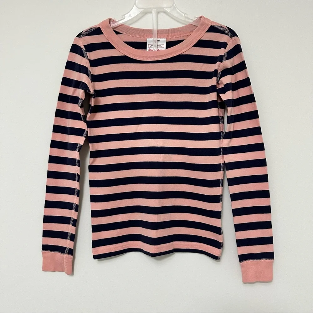 Hanna Andersson 100% Organic Cotton Striped Ballet Pink and Navy Long Sleeve Top
